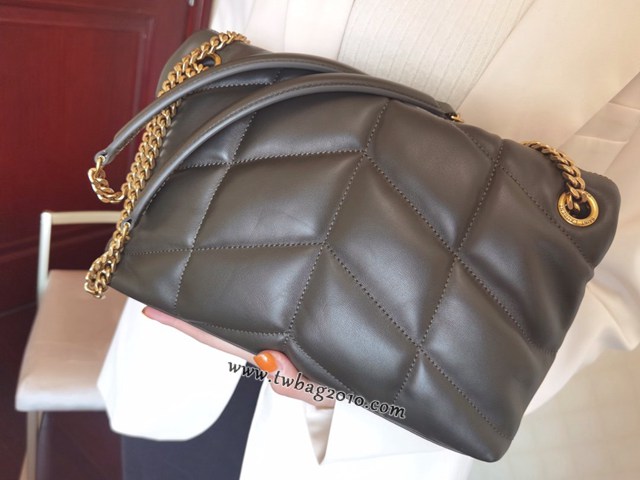 YSL专柜款女包 聖羅蘭經典款LOULOU PUFFER絎縫漆皮小號郵差包 YSL肩背斜挎包 577476  jjh1140